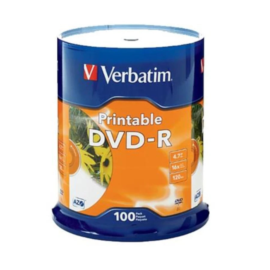DVD-R Verbatim 4.7GB 16X Blanco Ink Printable Spindle C/100