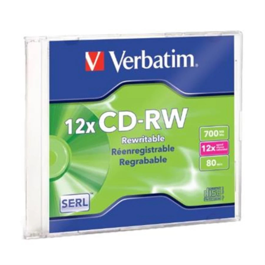 Disco Compacto Verbatim RW 4X-12X 80Min 700MB Slim Case