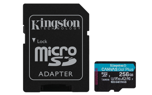 Memoria Micro SD Kingston Flash Canvas GO PLUS 256GB UHS-I CLASE 10 C/Adaptador
