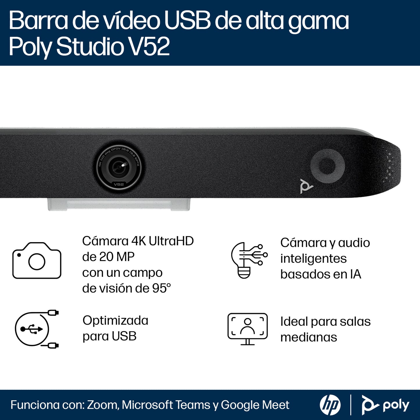 Barra de Video Poly Studio V52 USB