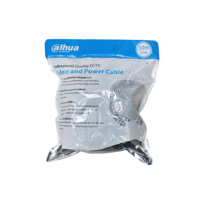 Cable Dahua para Video y Alimentación de 50m Cobre de Alta Pureza con Conectores BNC 4K Soporta AHD/CVI/TVI/CVBS Negro
