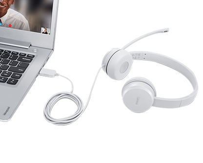 Diadema Alámbrica Lenovo 110 USB Color Nube Gris