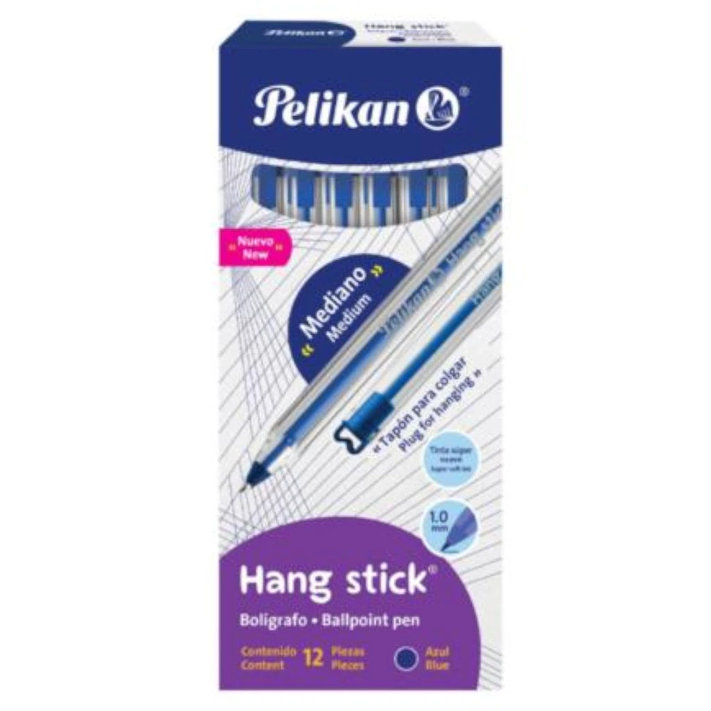 Bolígrafo Pelikan Hang Stick Azul Punto Mediano 1.0mm C/12 Pza