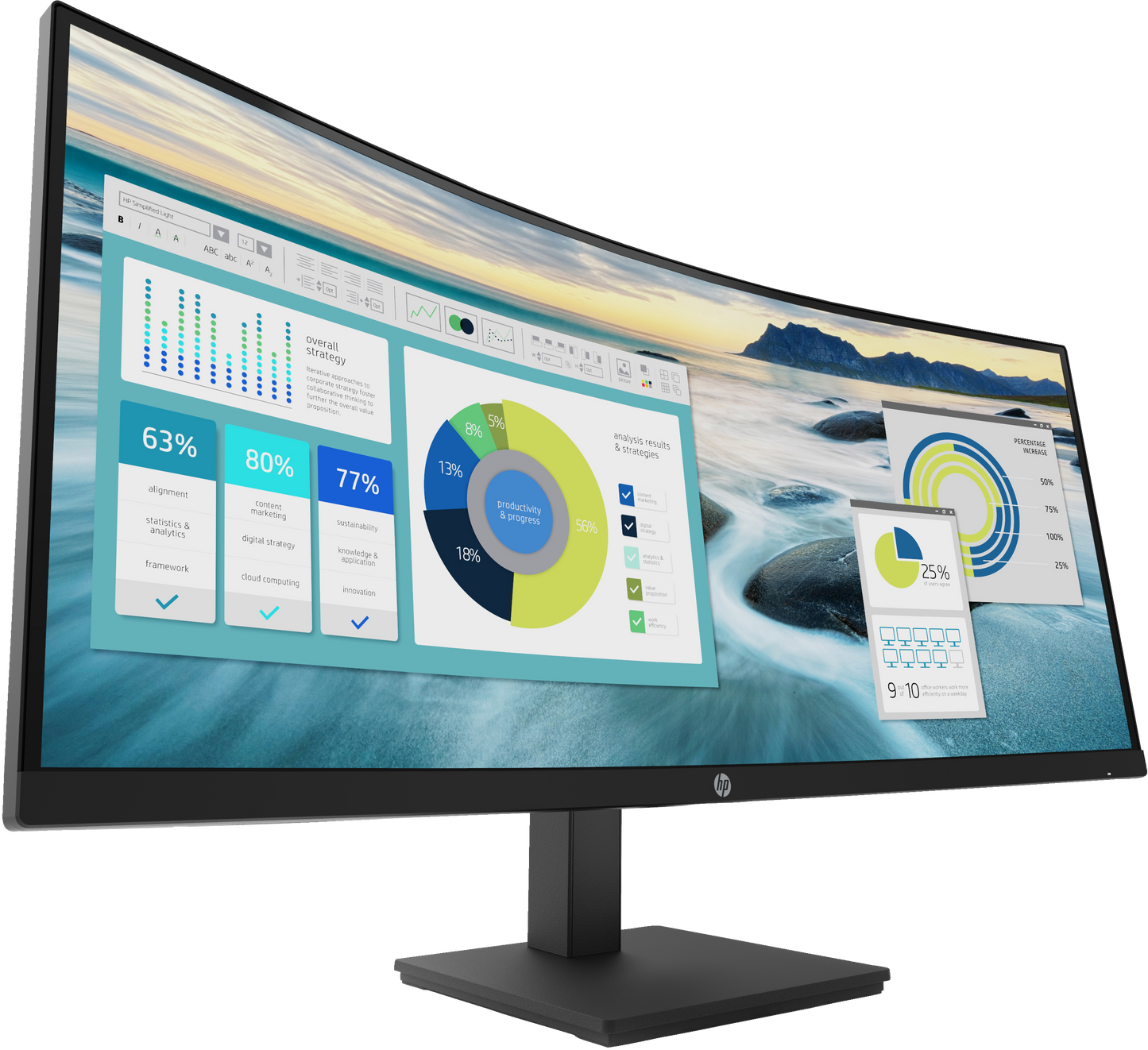 Monitor HP P34hc G4 34" Curvo WQHD Resolución 3440x1440 Panel VA VGA/HDMI