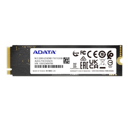 Unidad de Estado Solido SSD Adata 512GB Legend 710 NVMe M.2 1.000MB/s Escritura 2400 MB/s Lectura PCI Express 3