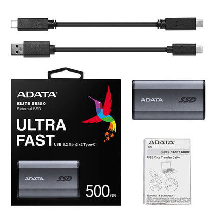 SSD Adata Externo 500GB SE880 3.2 USB-C Gris