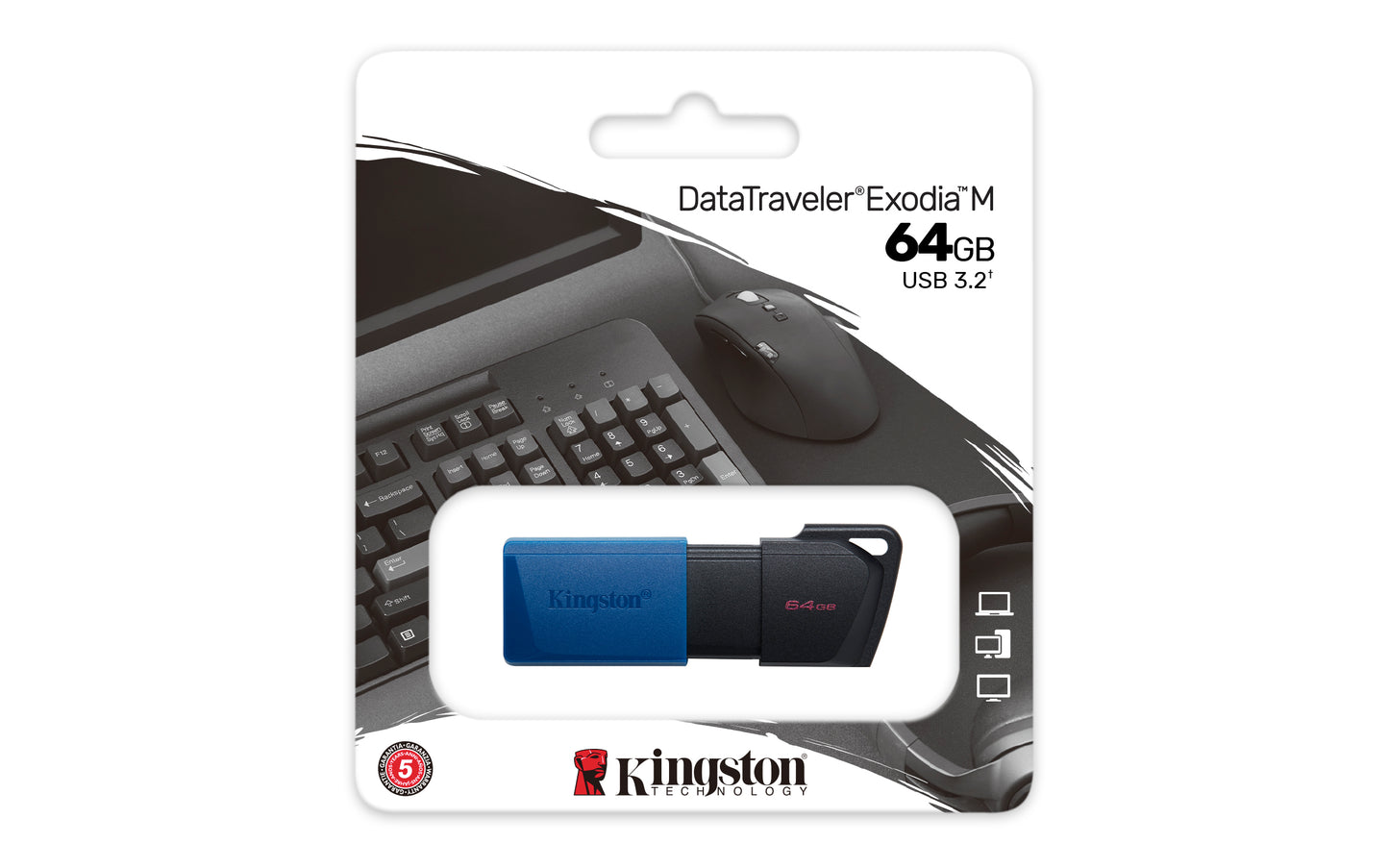 Memoria USB Kingston DataTraveler Exodia M 64GB USB 3.2 Gen1 Color Negro-Azul