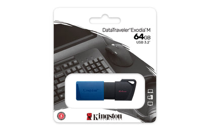 Memoria USB Kingston DataTraveler Exodia M 64GB USB 3.2 Gen1 Color Negro-Azul