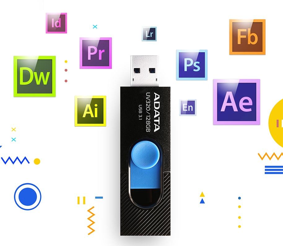 Memoria USB Adata UV320 128 GB 3.2 Color Negro-Azul