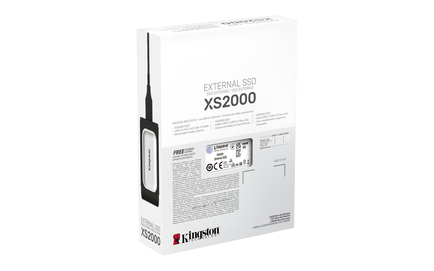 Unidad de Estado Sólido SSD Kingston XS2000 Externo 500GB USB-C