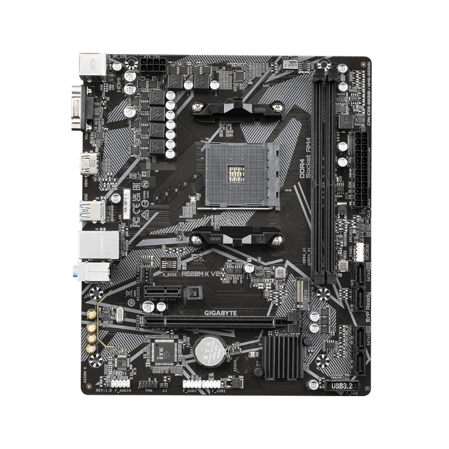 Tarjeta Madre Gigabyte UD A520M K V2 2xDDR4 64GB 5100Mhz HDMI D-Sub PCIe 3.0 M.2 S AM4 Ryzen mATX