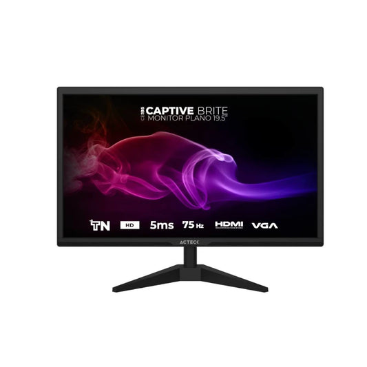 Monitor Plano Acteck 19.5" TN Captive Brite CB215 HD 75Hz-60Hz 5ms 1xVGA 1xHDMI Vesa 75 x 75 mm Negro