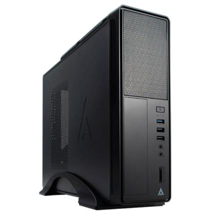 Gabinete  Acteck Mini Torre Slim Brook GS470 Max MB M-ATX Fuente TFX 500 W 1x USB 3.0 + 2x USB 2.0 + 1xFan Full Metalico + Frente Solido Negro