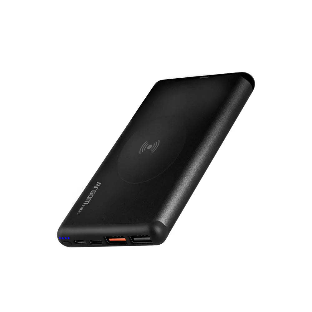Power Bank Argomtech S12w Delgado De Aluminio Con Cargador Rapido Wireless