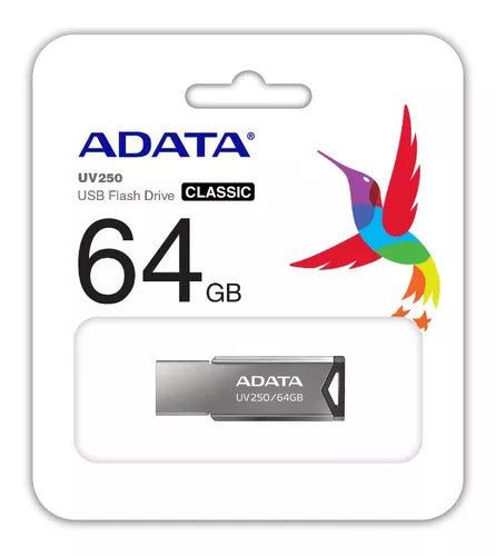 Memoria USB ADATA 64GB (UV250) Color Plata Metalica 2.0