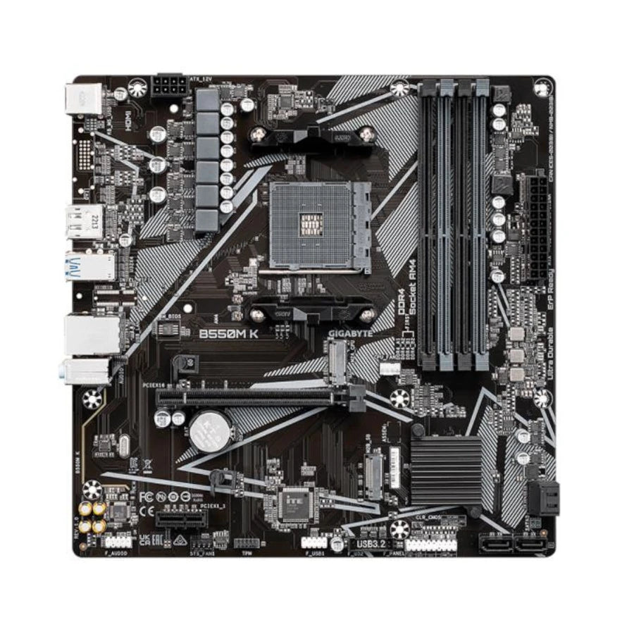 Tarjeta Madre Gigabyte B550M K 4xDDR4 128GB 4733Mhz PCIe 4.0 M.2 HDMI DP S AM4 Ryzen mATX