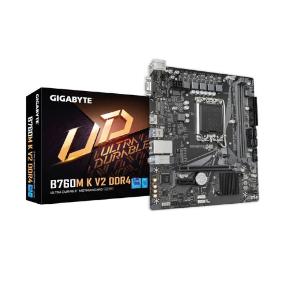 Tarjeta Madre Gigabyte B760M K V2 2xDDR4 64GB 3200Mhz HDMI VGA M.2 PCIe 4.0 S 1700 12th 13th 14th Gen mATX