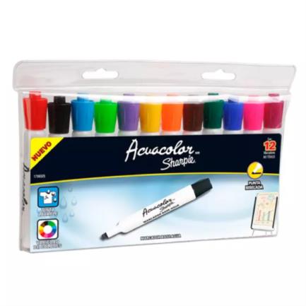 Marcador Acuacolor Sharpie Base Agua Estuche C/12 Pzas