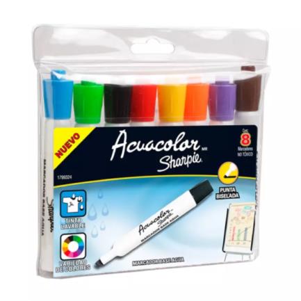 Marcador Acuacolor Sharpie Base Agua Estuche C/8 Pzas