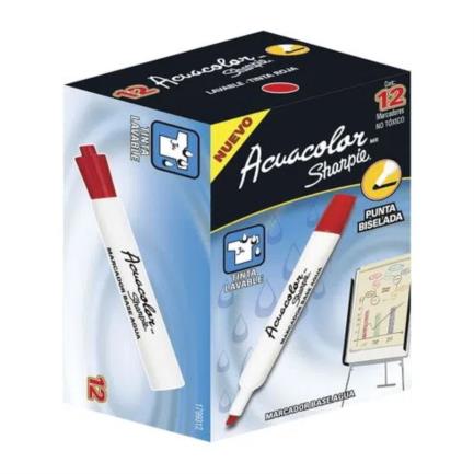 Marcador Acuacolor Sharpie Base Agua Color Rojo C/12 Pzas