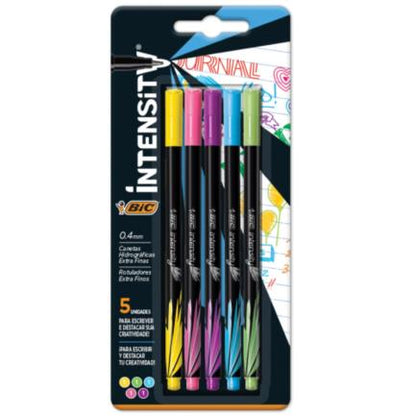 Rotulador BIC Intensity Extra Fino Colores Surtidos C/5 Pzas