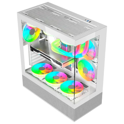 Gabinete Gamer Balam Rush Media Torre Tank Super 9200 TB Max MB ATX USB C 3.1/xUSB 3.0/USB 2.0 ARGB Blanco