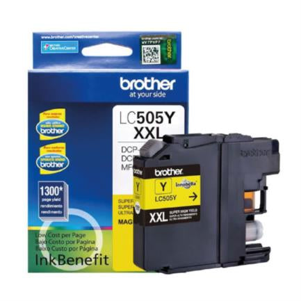 Tinta Brother LC505Y Súper Alto Rendimiento Hasta 1300 Páginas Color Amarillo