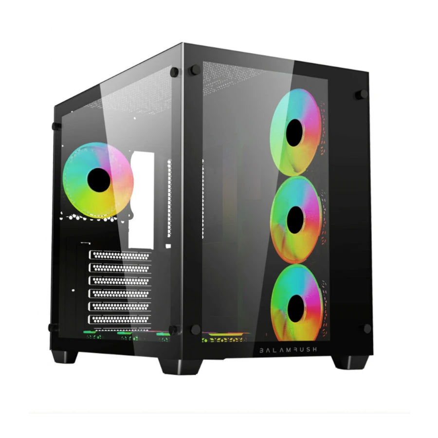 Gabinete Acteck Gamer Media Torre Tank Pro GM930 Max MB ATX Ultra Wide Panel Izq Cristal + Frente Cristal 2xUSB 3.0 + 4xFan RGB con HUB Negro