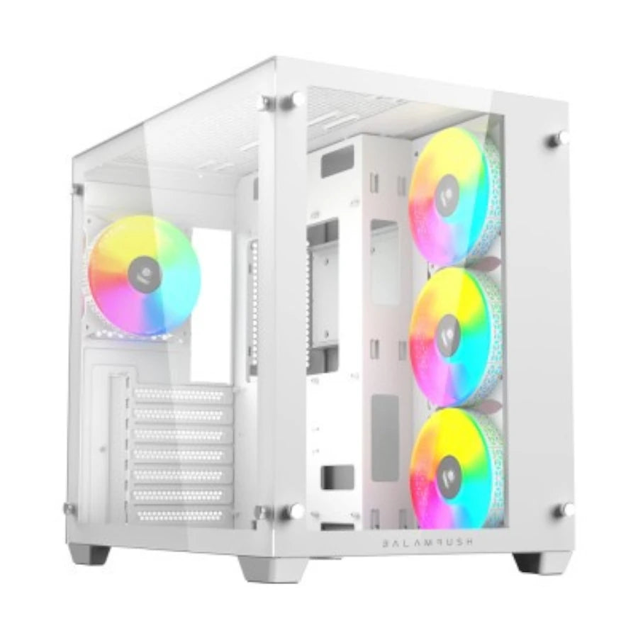Gabinete Acteck Gamer Media Torre Tank Pro GM930 Max MB ATX Ultra Wide Panel Izq Cristal + Frente Cristal 2xUSB 3.0 + 4xFan RGB con HUB Blanco