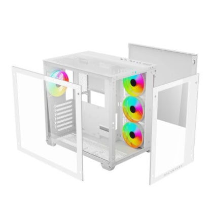 Gabinete Acteck Gamer Media Torre Tank Pro GM930 Max MB ATX Ultra Wide Panel Izq Cristal + Frente Cristal 2xUSB 3.0 + 4xFan RGB con HUB Blanco