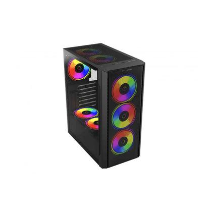 Gabinete Acteck Gamer Media Torre Dragonfly II Crystal GM745 Max MB ATX Panel Izq Cristal + Frente Cristal con Ranura 1xUSB 3.0 + 4xFan RGB Negro