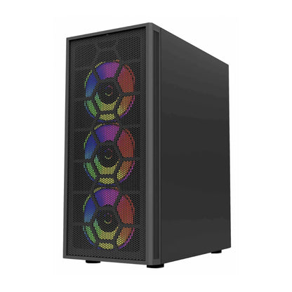 Gabinete Acteck Gamer Media Torre Dragonfly II Mesh GM740 Max MB ATX Panel Izq Cristal + Frente Malla 1xUSB 3.0 + 4xFan RGB Negro