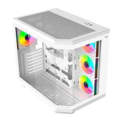 Gabinete Gamer Acteck Media Torre Tank Master 9600 TB Max MB ATX Ultra Wide + Sin Bordes/1xUSB C + 1xUSB 3.0 + 1x USB + Audio+ 4xFan ARGB / Blanco