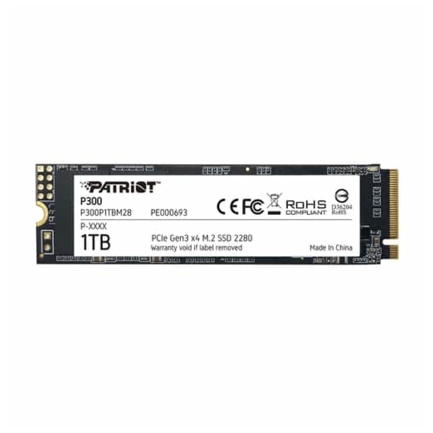Unidad SSD Patriot M.2 1TB P300 PCIE 3.0 NVME 2280 423 MB/s Escritura 2100 MB/s Lectura
