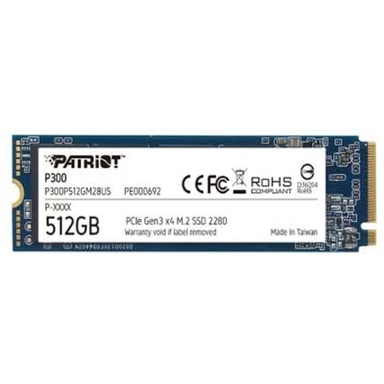Unidad SSD Patriot M.2 512GB P300 PCIE 3.0 NVME 2280 1200MB/s Escritura 1700 MB/s Lectura