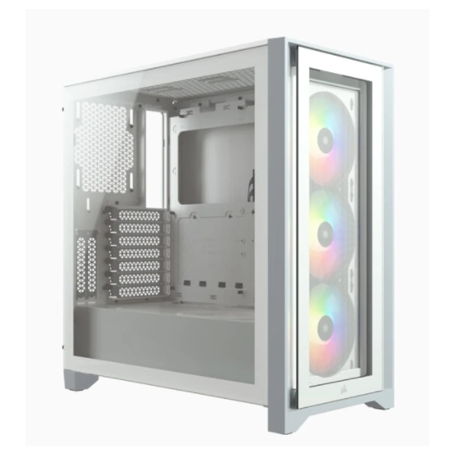 Gabinete Gamer Corsair ICUE 4000X RGB Media Torre ATX mATX ITX Cristal Templado 3xFan RGB Blanco Sin Fuente