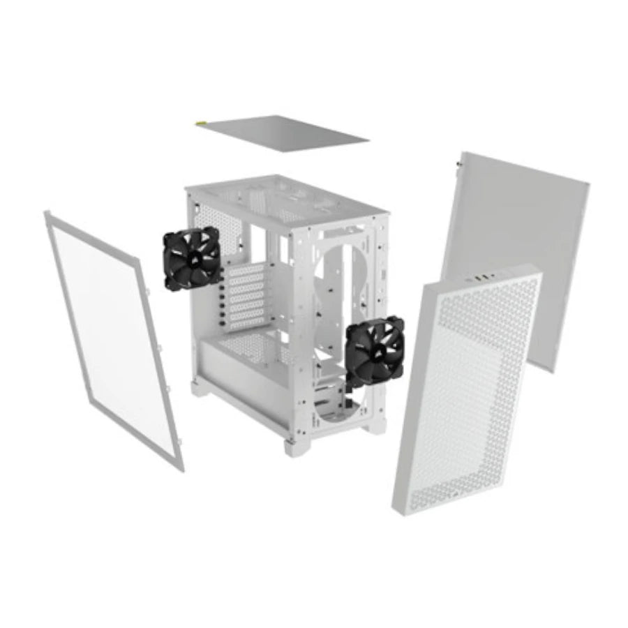 Gabinete Corsair 3000D AirFlow Media Torre ATX mATX ITX Cristal Templado Blanco 2xFan Sin Fuente
