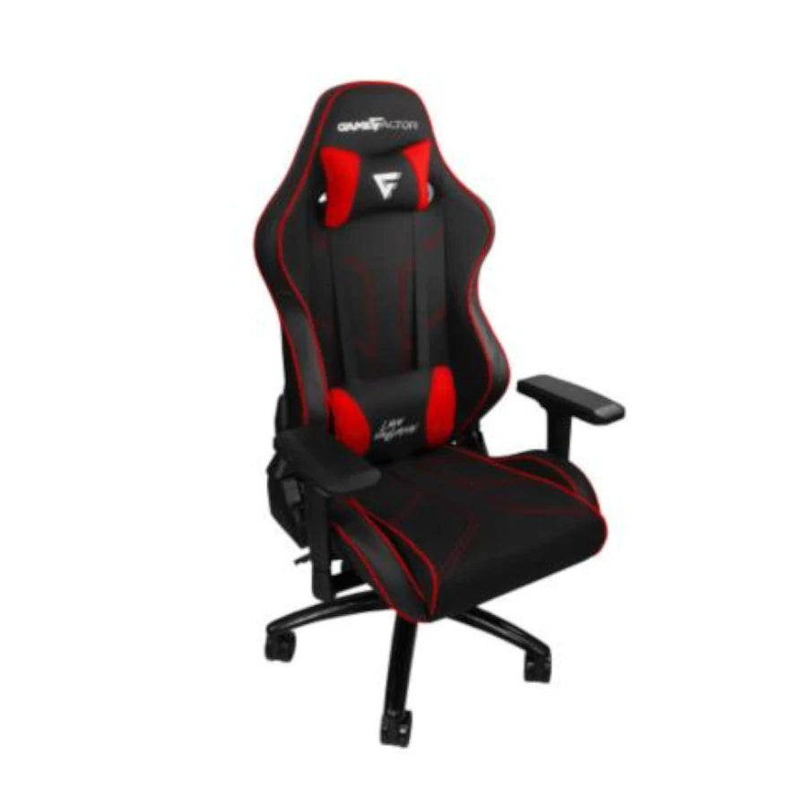 Silla Game Factor CGC600 Tela Reclinable con Descansa Brazos 4D Estrella Metálica Color Rojo-Negro