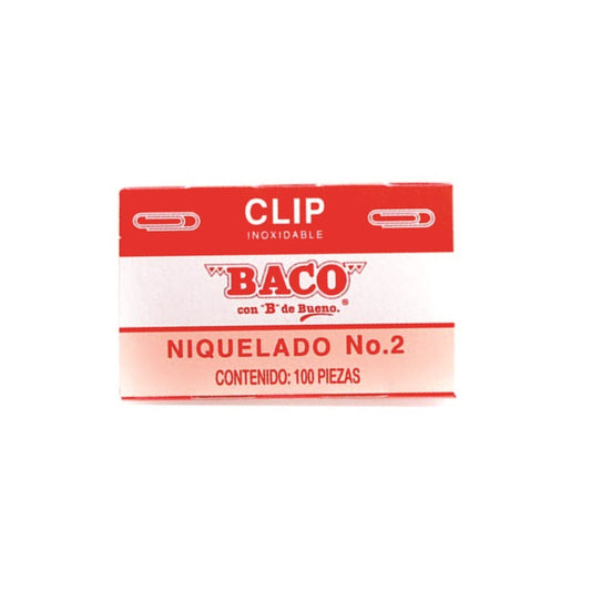 Clip baco niquelado 2 c/100 clips pqte c/10