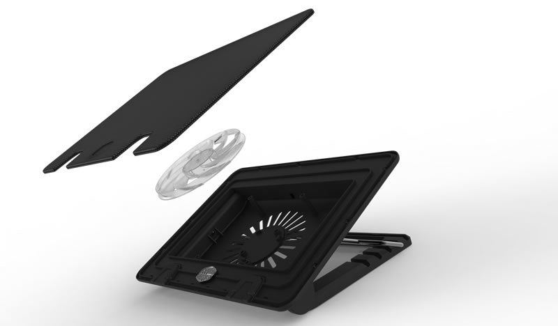 Base Enfriadora para Laptop Cooler Master ErgoStand lV Led Azul hasta 17" Micro USB 1xFan 700-1400 RPM Color Negro