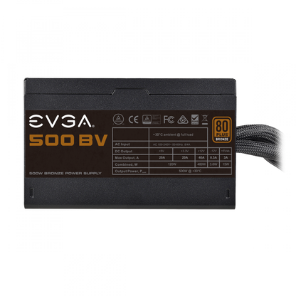 Fuente de Poder EVGA BV 500W 80 Plus Bronze ATX 12V 24 pin Fan 120mm Negro