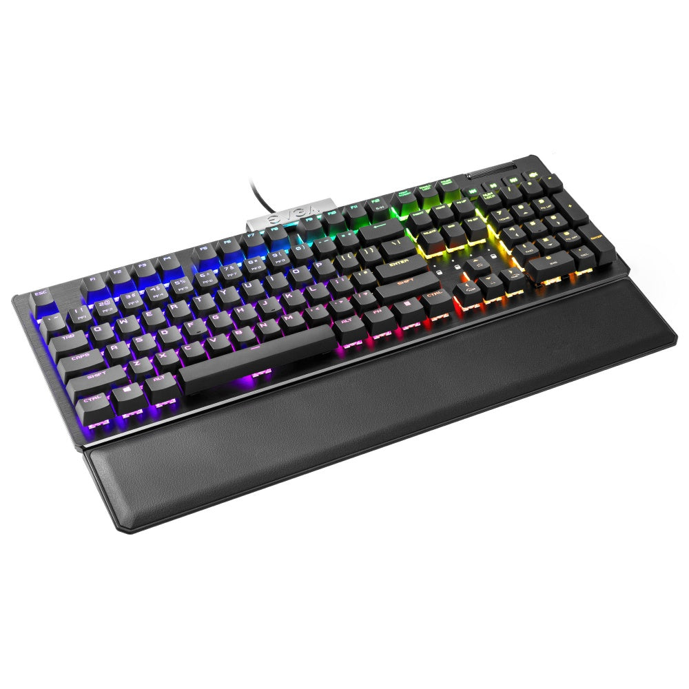 Teclado Gamer EVGA Z15 RGB Multi Mecanico Switch Clicky Speed Bronze Alambrico reposa muÃ±ecas magnetico Negro (EspaÃ±ol)