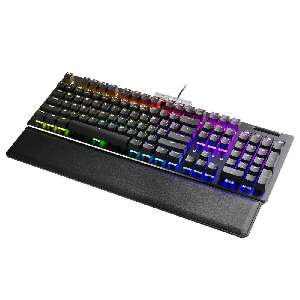 Teclado Gamer EVGA Z15 RGB Multi Mecanico Switch Clicky Speed Bronze Alambrico reposa muÃ±ecas magnetico Negro (EspaÃ±ol)