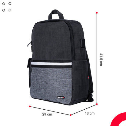 Backpack Tech Zone Glad Negro Portalaptop 15.6 Pulgadas Conector Usb Externo Cierres Metalicos Autorreparables