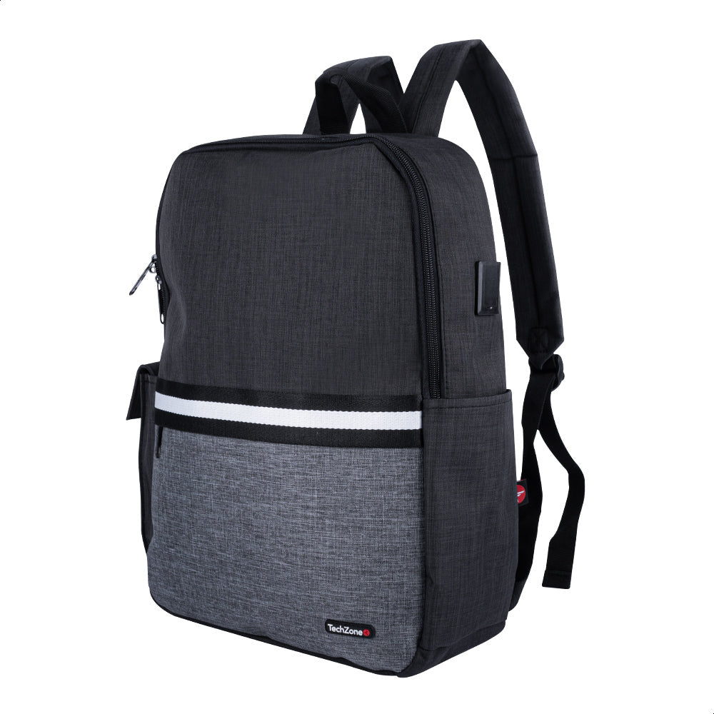 Backpack Tech Zone Glad Negro Portalaptop 15.6 Pulgadas Conector Usb Externo Cierres Metalicos Autorreparables