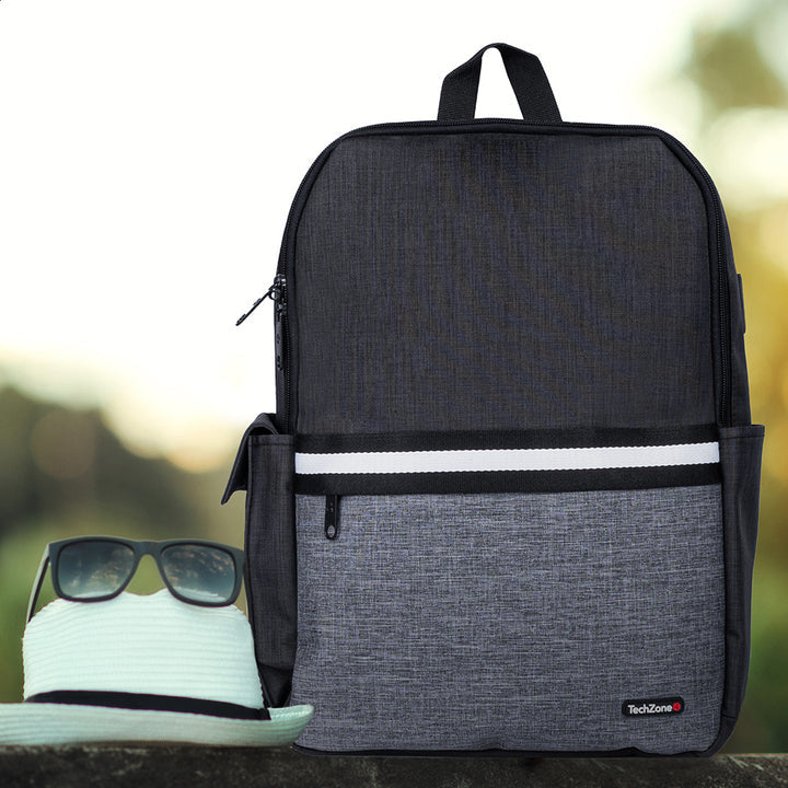 Backpack Tech Zone Glad Negro Portalaptop 15.6 Pulgadas Conector Usb Externo Cierres Metalicos Autorreparables