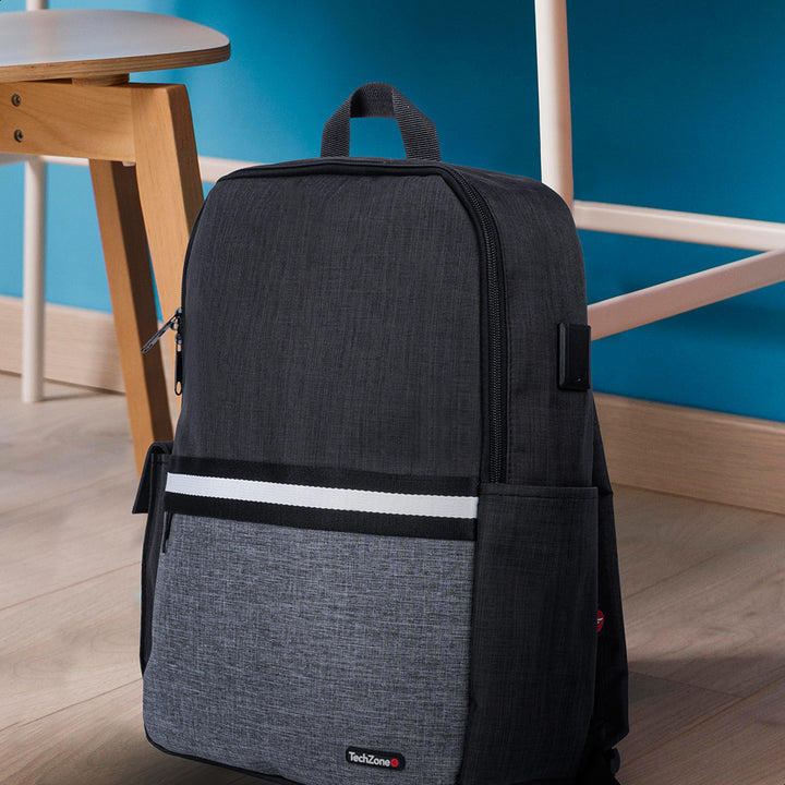 Backpack Tech Zone Glad Negro Portalaptop 15.6 Pulgadas Conector Usb Externo Cierres Metalicos Autorreparables