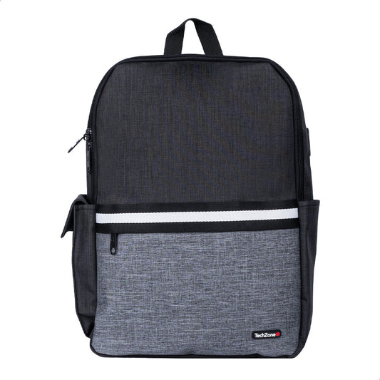 Backpack Tech Zone Glad Negro Portalaptop 15.6 Pulgadas Conector Usb Externo Cierres Metalicos Autorreparables