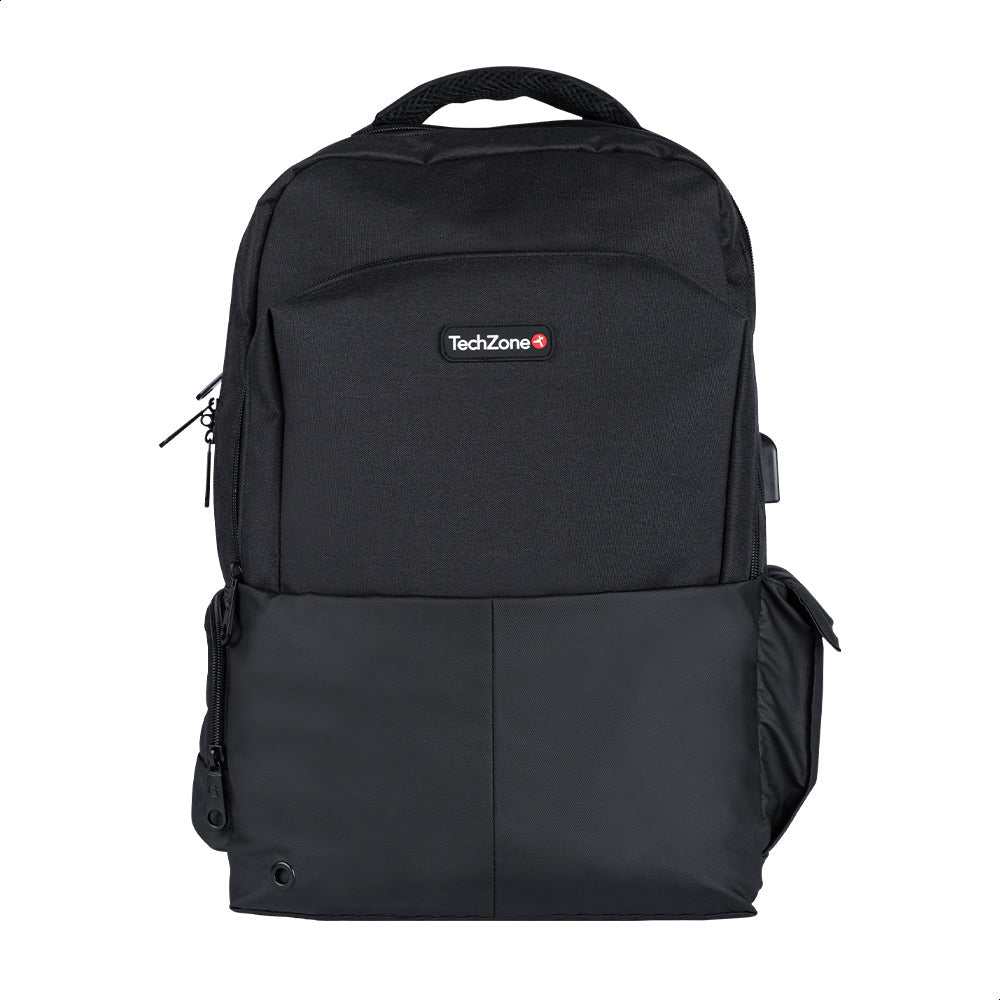 Backpack Tech Zone Courage Gris Portalaptop 15.6 Pulgadas Conector Usb Externo Cierres Metalicos Autorreparables