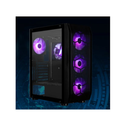 Gabinete Game Factor Csg400 Mid Tower 2 Usb 3.2 1x Usb C Atx-E 5 Ven Argb Cristal Temp Negro